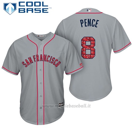 Maglia Baseball Uomo San Francisco Giants 2017 Estrellas y Rayas Hunter Pence Grigio Cool Base